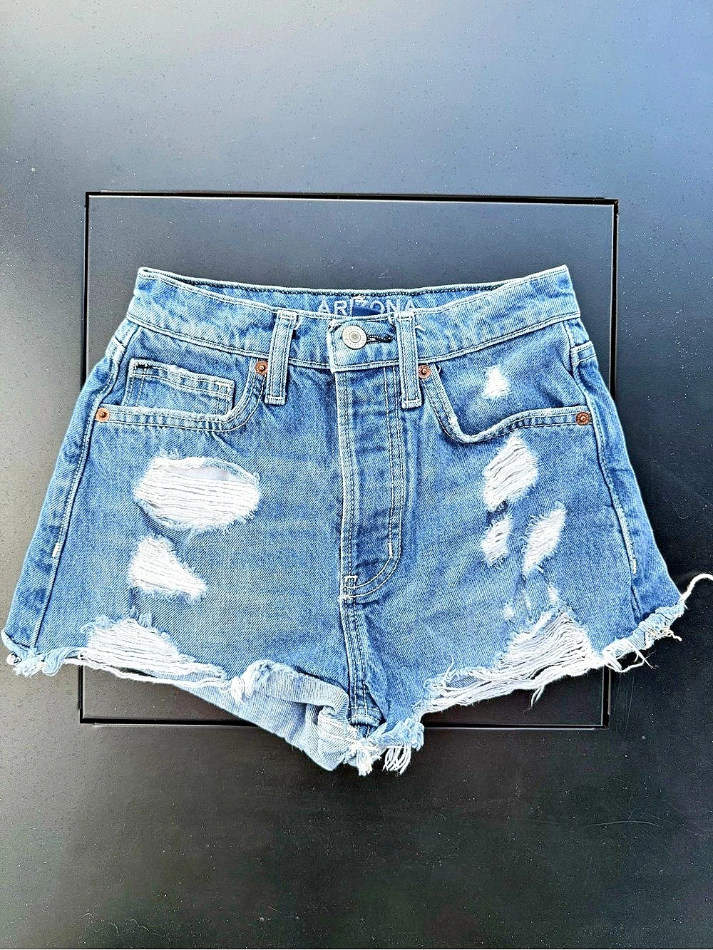 Arizona Jean Co. Distressed Denim Jean Shorts Blue Size 0